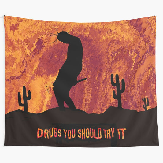 Trippy tapestry design featuring Travis Scott's "Drugs You Should Try It" album art