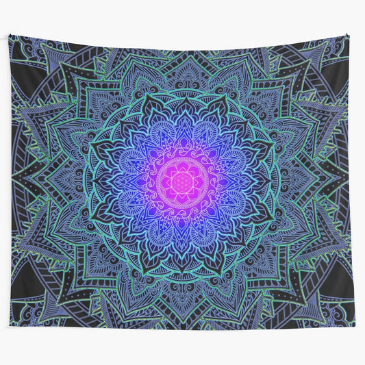 Mandala tapestry with intricate sacred geometry design