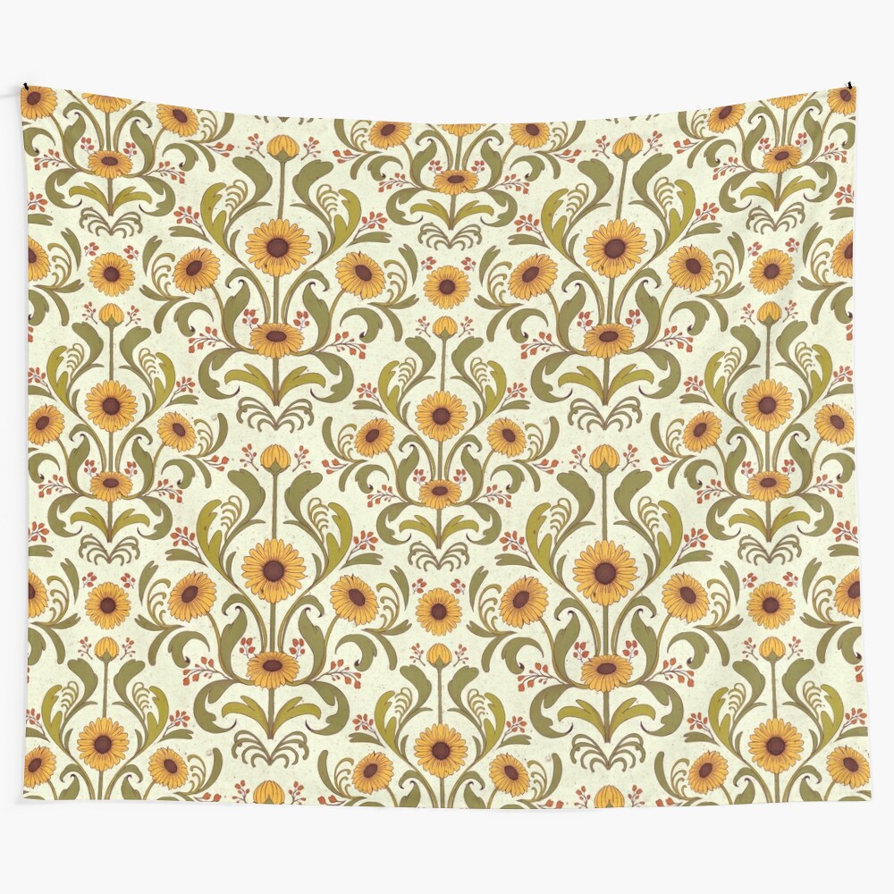 Sunflower Tapestry - Cream Floral Wall Hanging