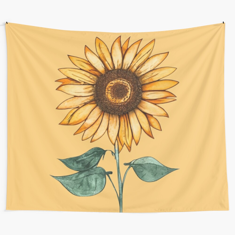 Sunflower tapestry with watercolor sunflower design