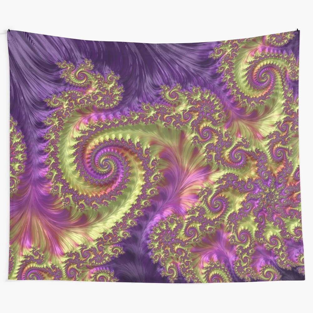 Colorful psychedelic fractal tapestry with vibrant abstract patterns