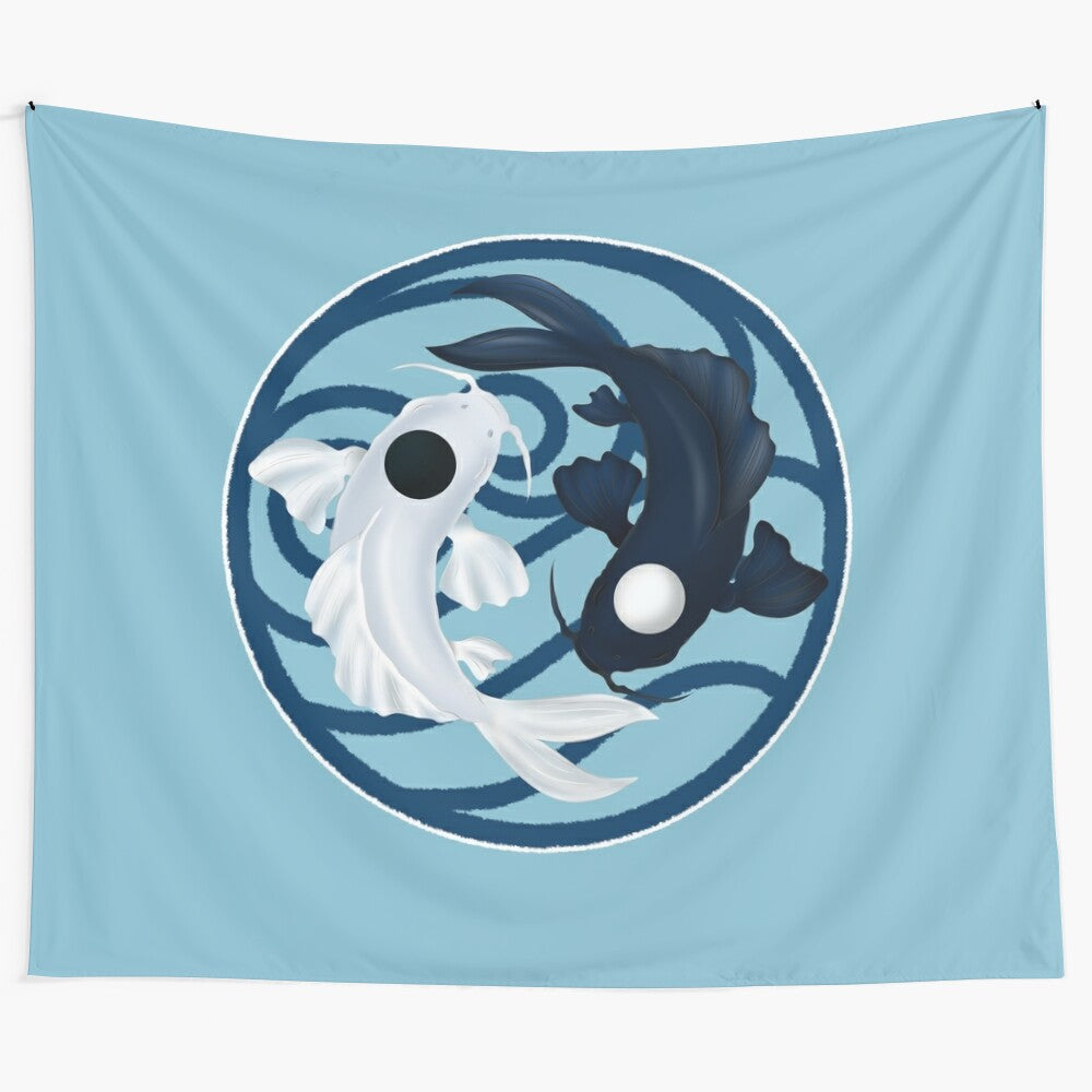 Yin Yang Koi Fish Tapestry featuring Water Tribe design