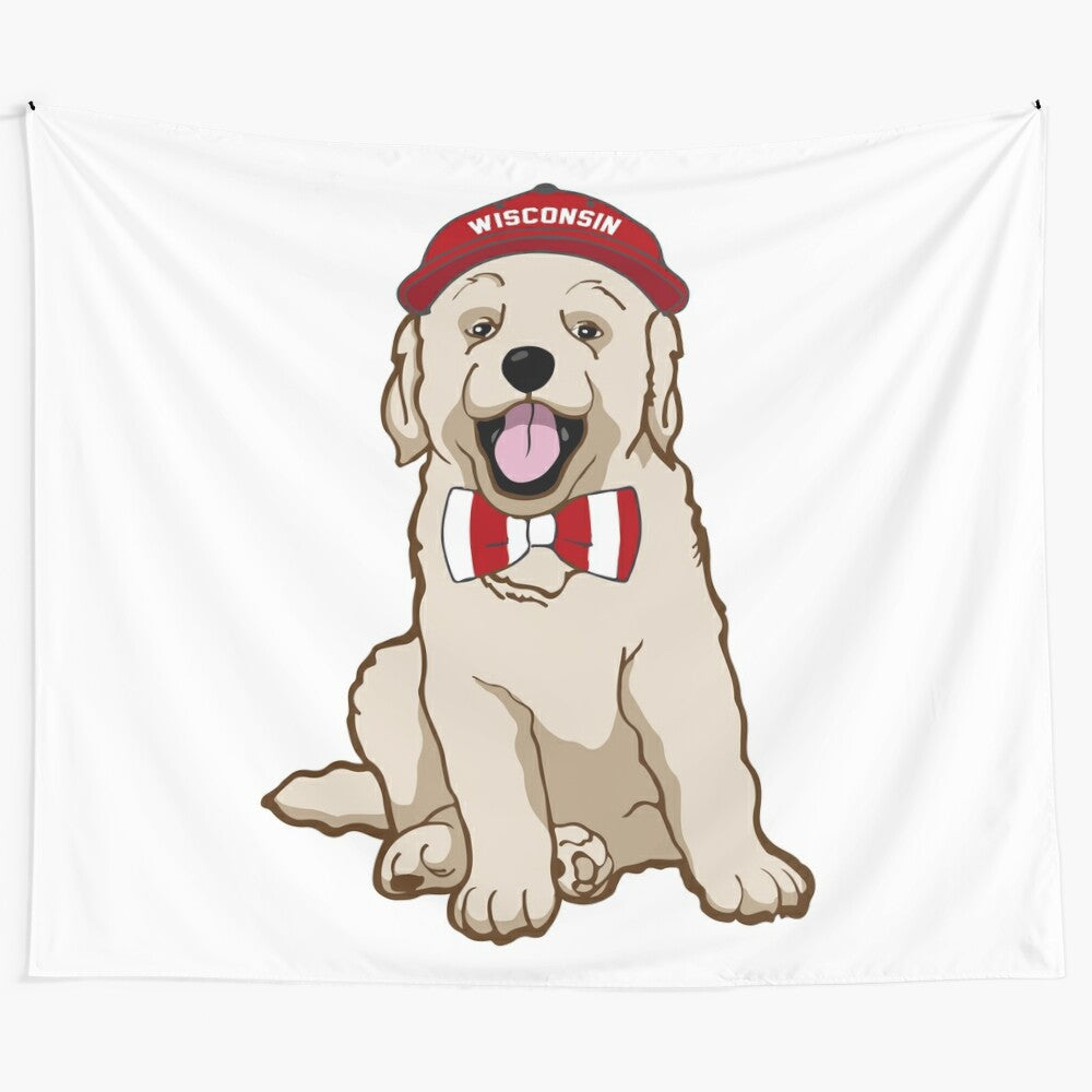 Wisco Pup Tapestry with University of Wisconsin Badgers colors and logo