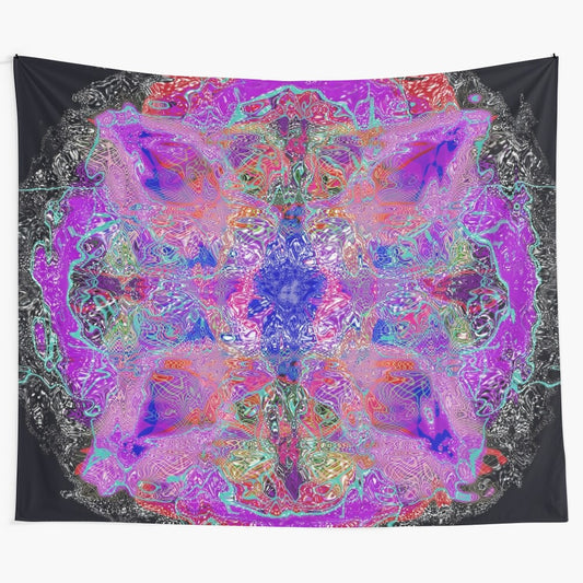 Vibrant and psychedelic mandala tapestry design