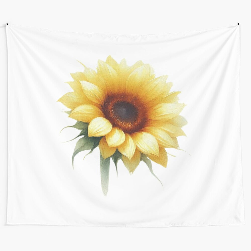 Sunflower tapestry with vibrant yellow petals and a beautiful golden center