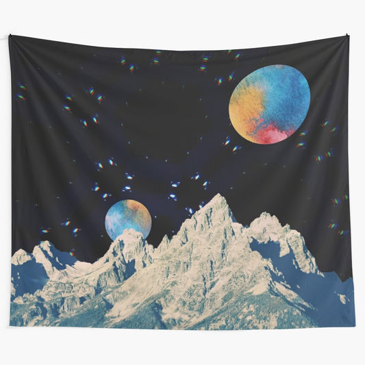 Cosmic safe place tapestry featuring a surreal galaxy, stars, and celestial elements