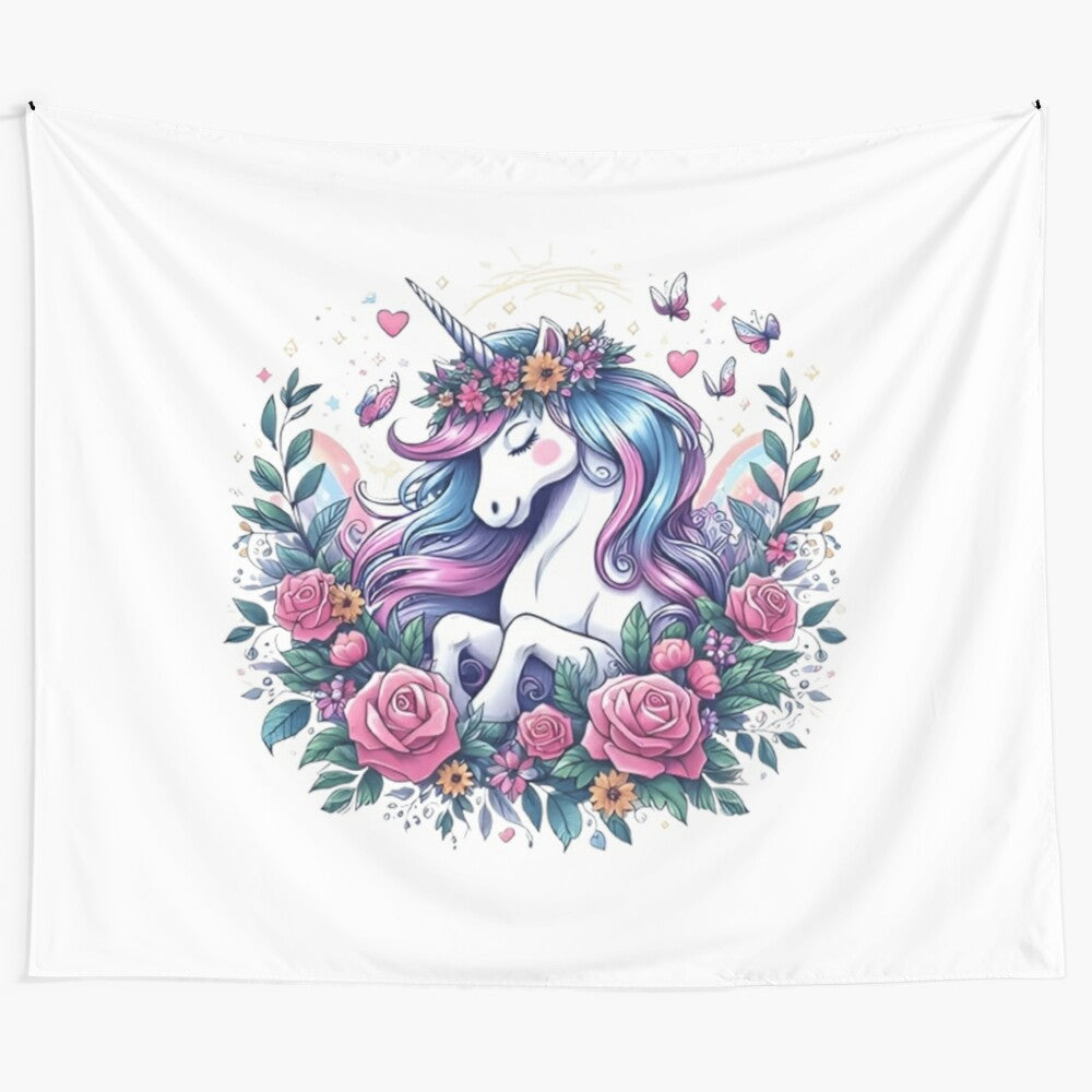 Enchanting unicorn tapestry with magical, whimsical design