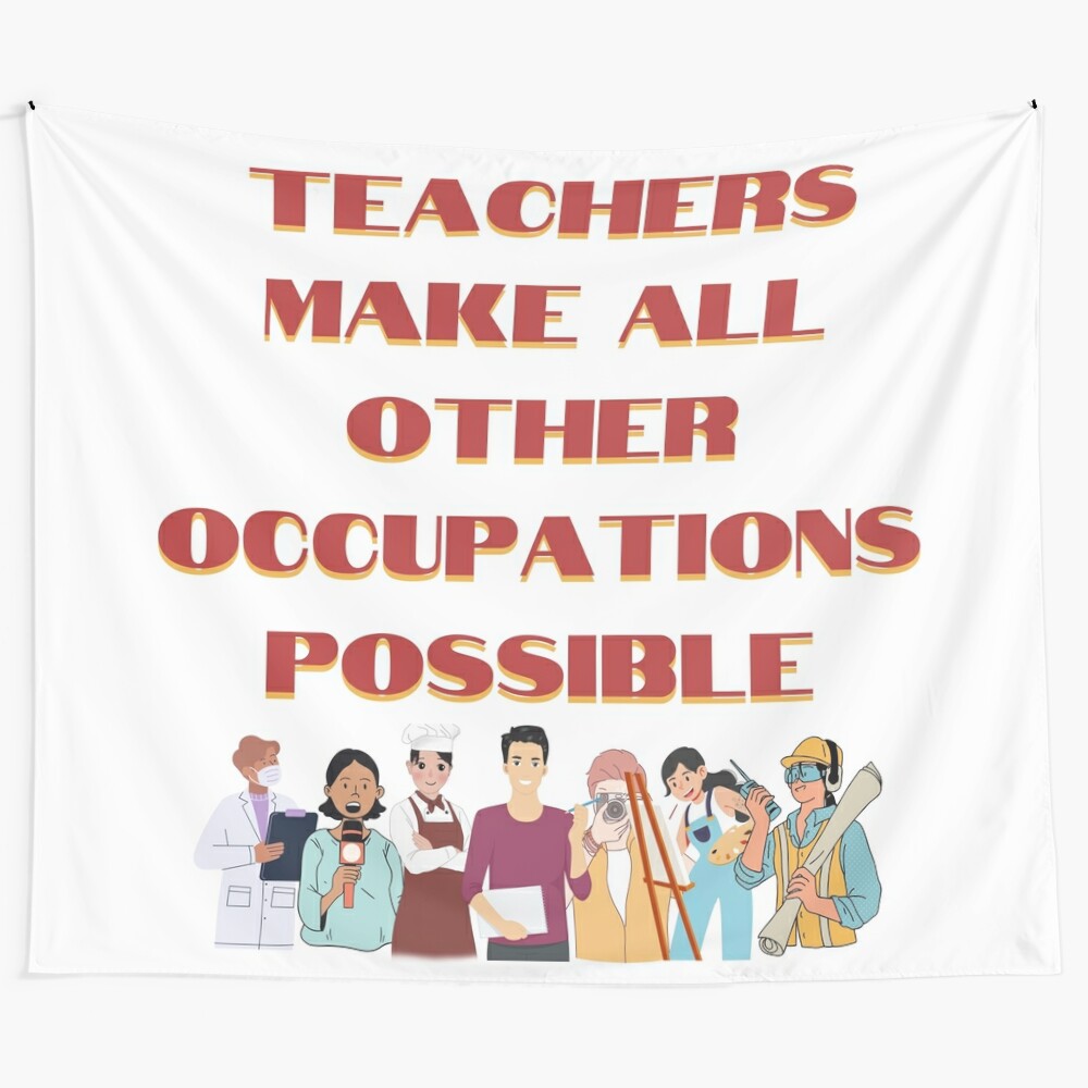 Tapestry celebrating the essential role of teachers in making all other occupations possible