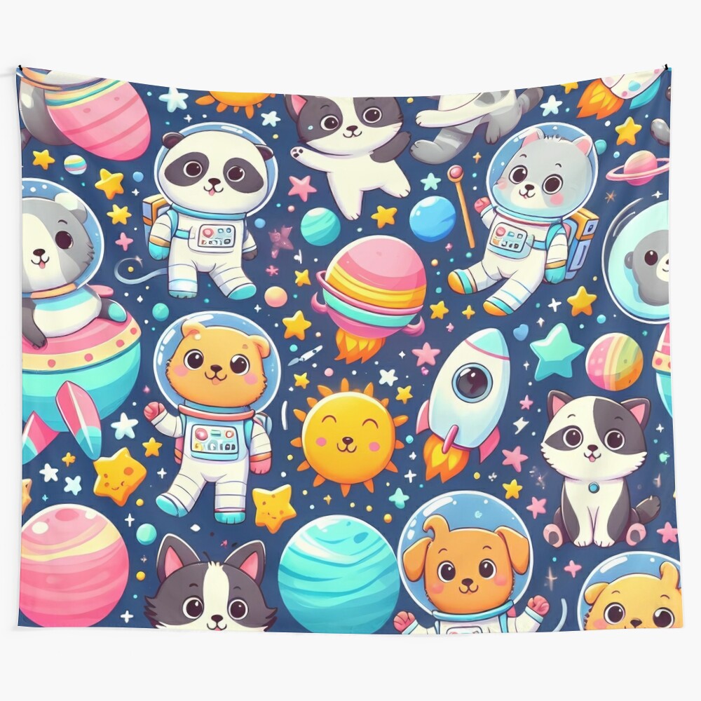 Cute and Kawaii Space Pets Tapestry