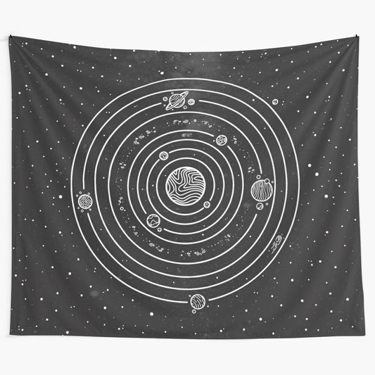 Solar System Tapestry Wall Hanging Depicting Planets and Stars