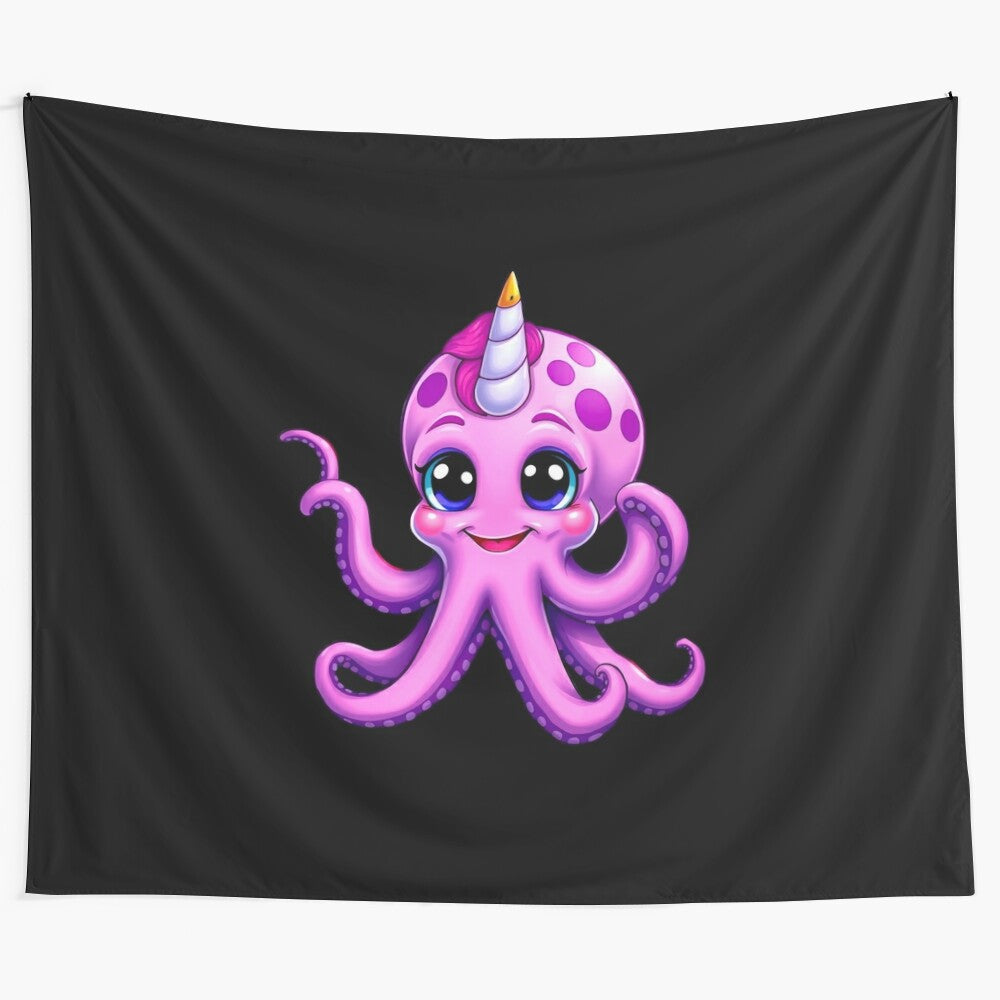 Unicorn Octopus Tapestry Wall Hanging with Hearts and Tentacles