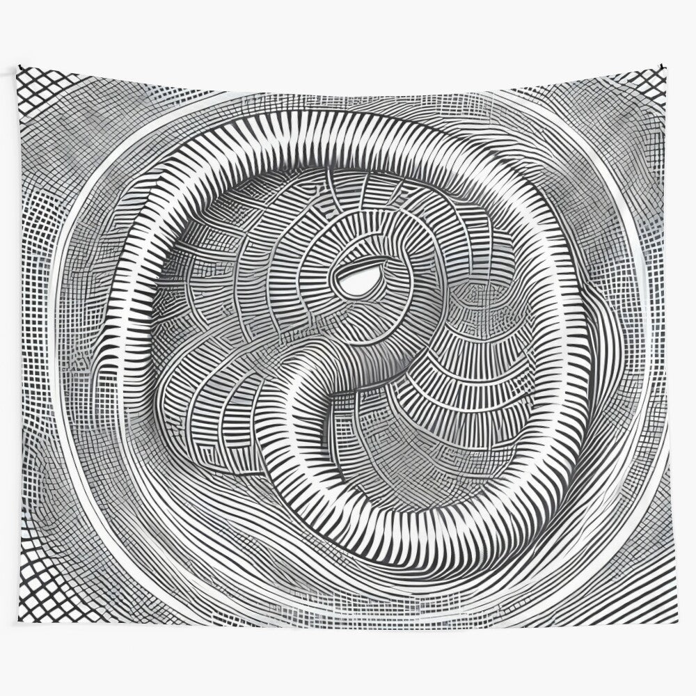 Trippy tapestry with abstract nature and wood pattern design