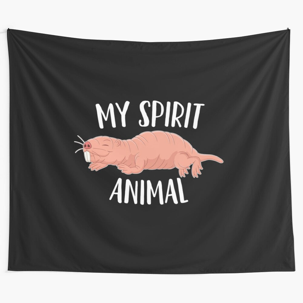 Cute cartoon naked mole rat tapestry for animal lover home decor