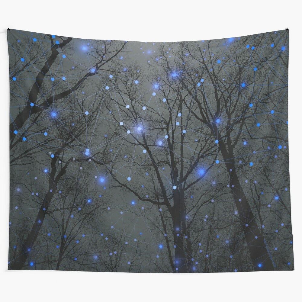 Breathtaking tapestry featuring a starry night sky and silhouetted trees