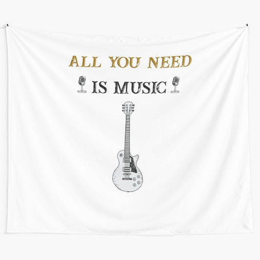 Music-themed tapestry featuring educational and musical elements