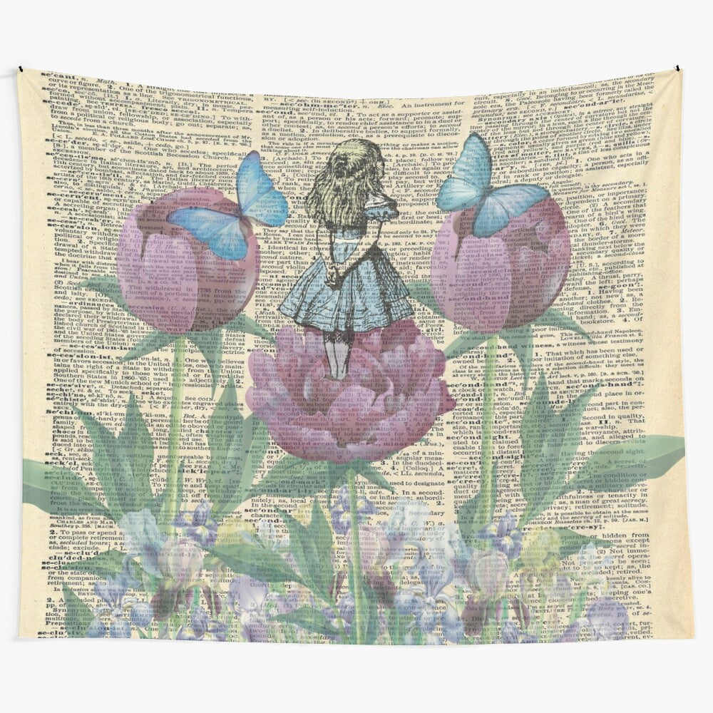 Alice in Wonderland inspired floral and nature tapestry