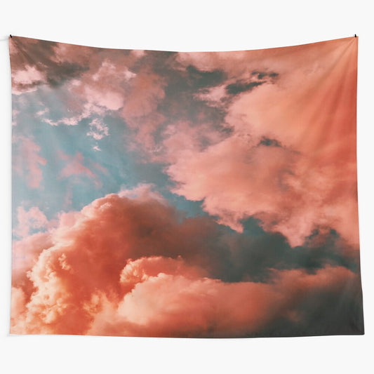 Cloudy sky tapestry featuring a vibrant abstract landscape design