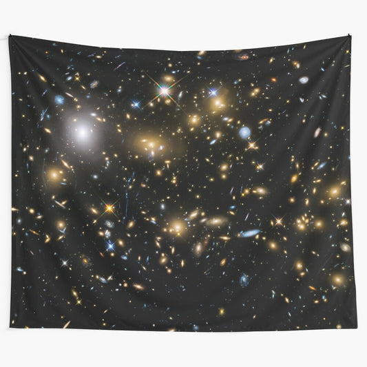 Galaxy cluster tapestry with vibrant cosmic patterns and celestial elements