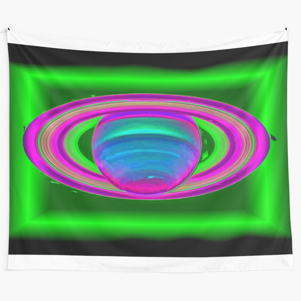 Trippy black star dream space galaxy tapestry with funky neon psychedelic design