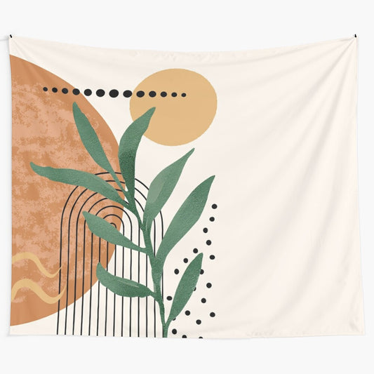 Minimalist eucalyptus watercolor botanical abstract tapestry wall art