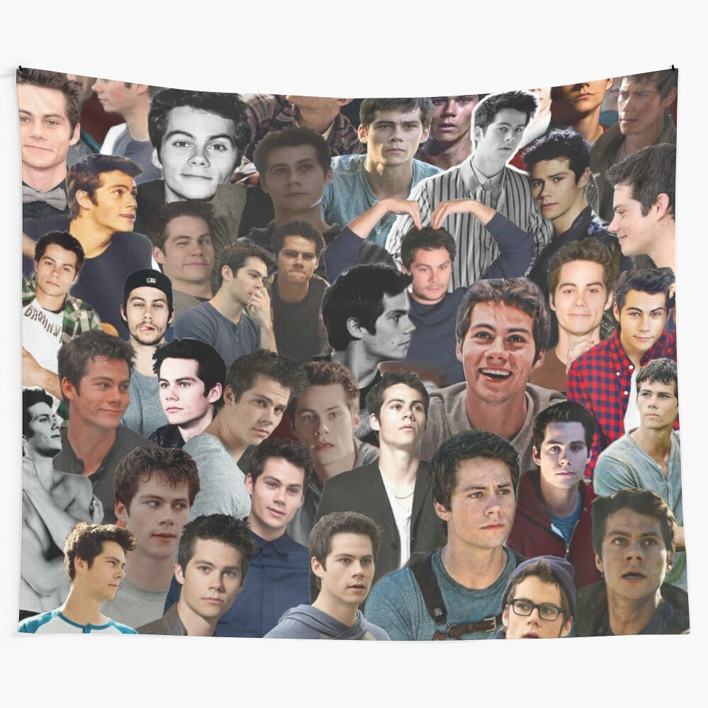 Dylan O'Brien collage tapestry featuring Maze Runner and Teen Wolf characters