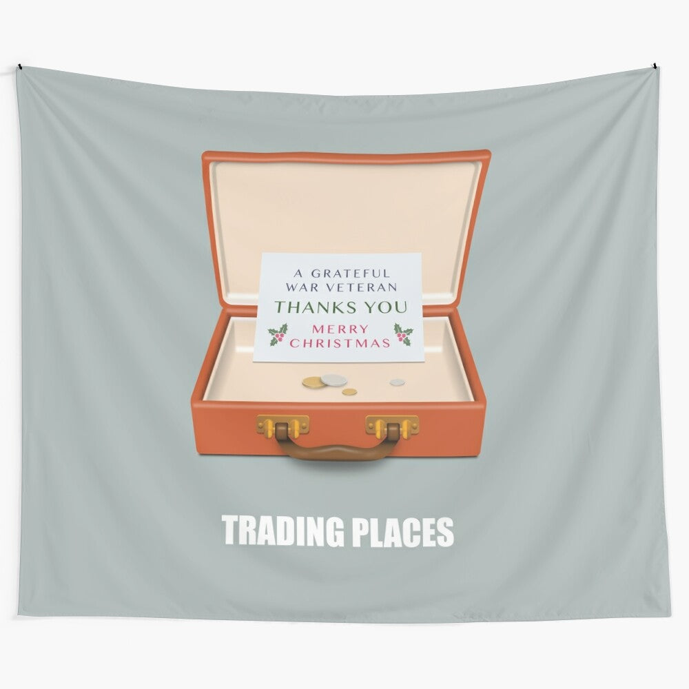 Vintage-style trading places movie poster art tapestry