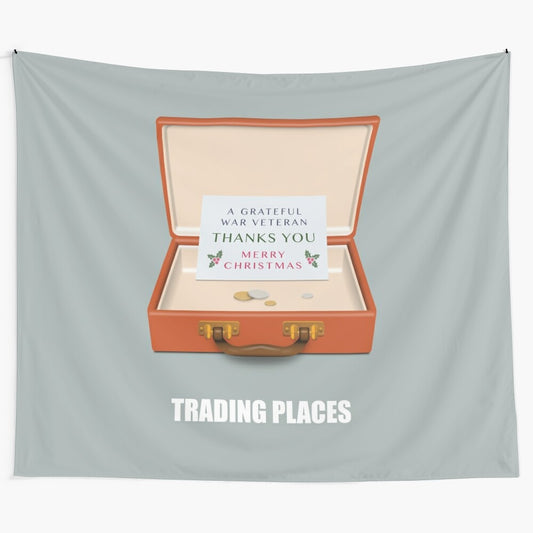 Vintage-style trading places movie poster art tapestry