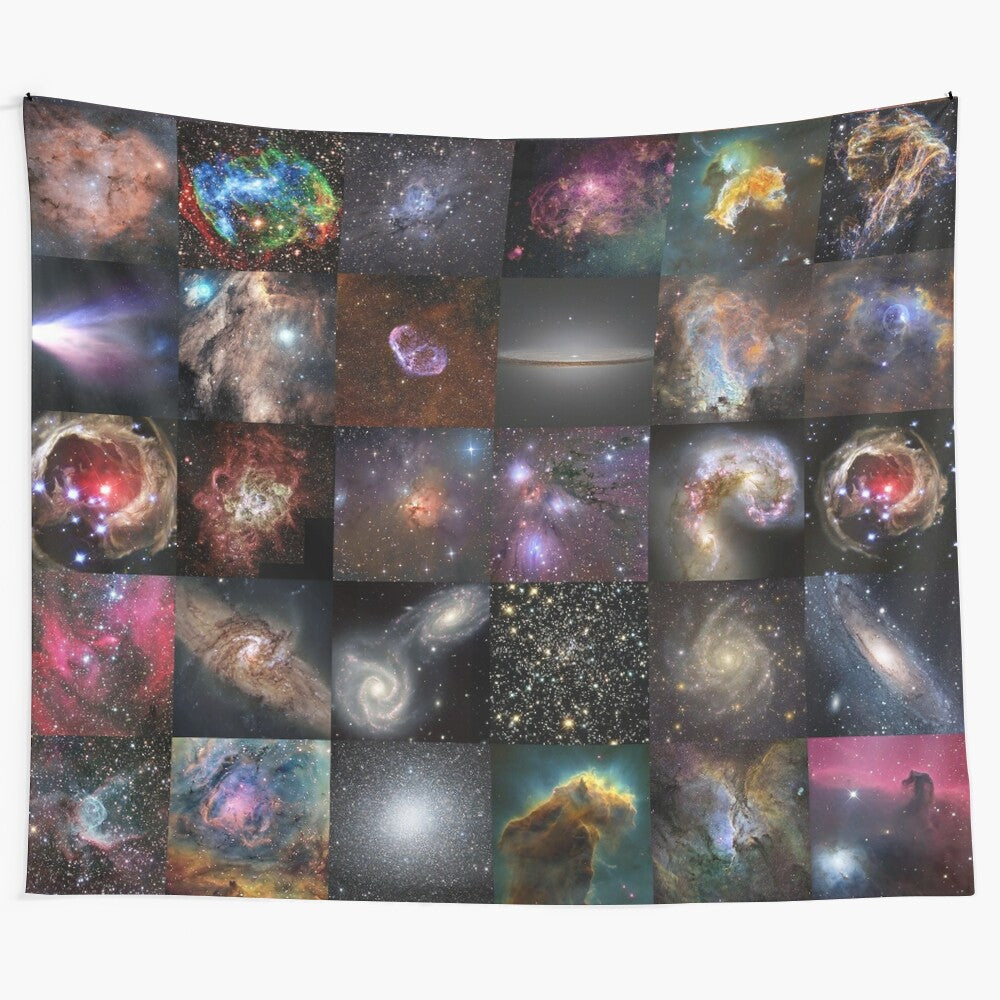 Astronomical Objects Tapestry featuring galaxies, nebulae, and star clusters