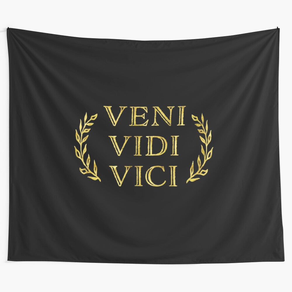 Veni Vidi Vici game winner tapestry featuring Roman military strategy design