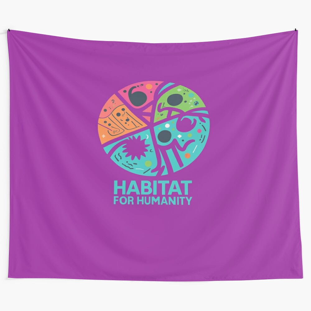 Retro Humanity Design Tapestry featuring motivational habitat for humanity design