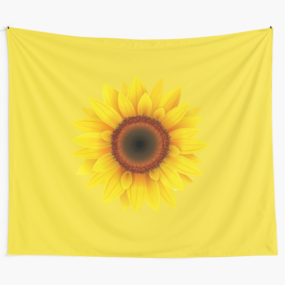 Sunflower tapestry with yellow flowers and green leaves