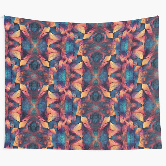 Vibrant mandala tapestry with sunflower and abstract patterns