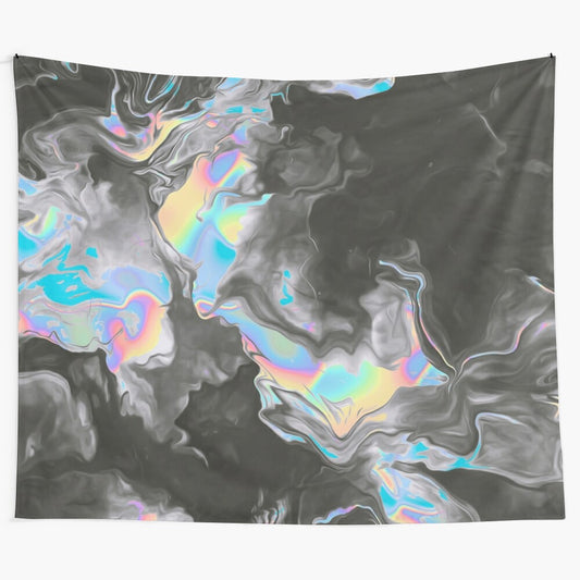 Vibrant SPACE & TIME tapestry featuring abstract digital art with psychedelic, fluid, and holographic elements