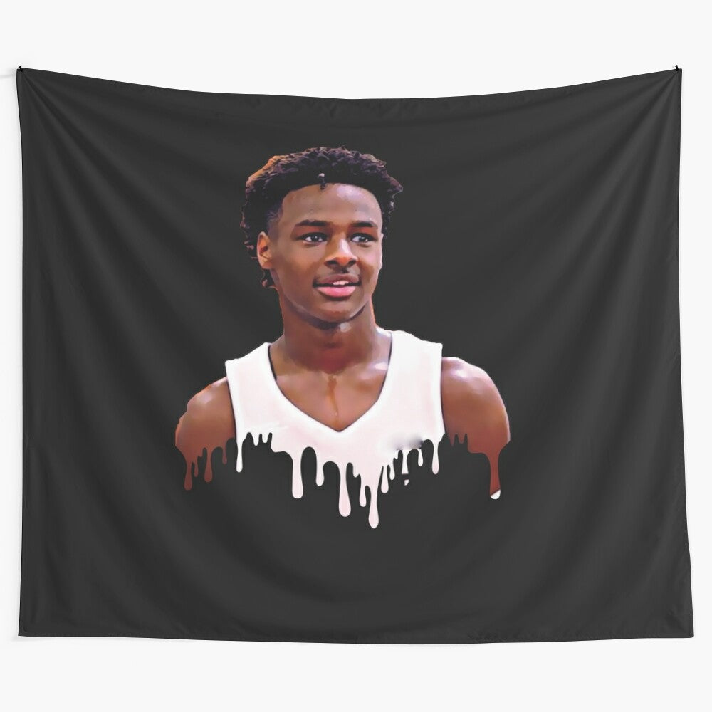 Bronny James Throne Tapestry featuring the son of NBA superstar LeBron James