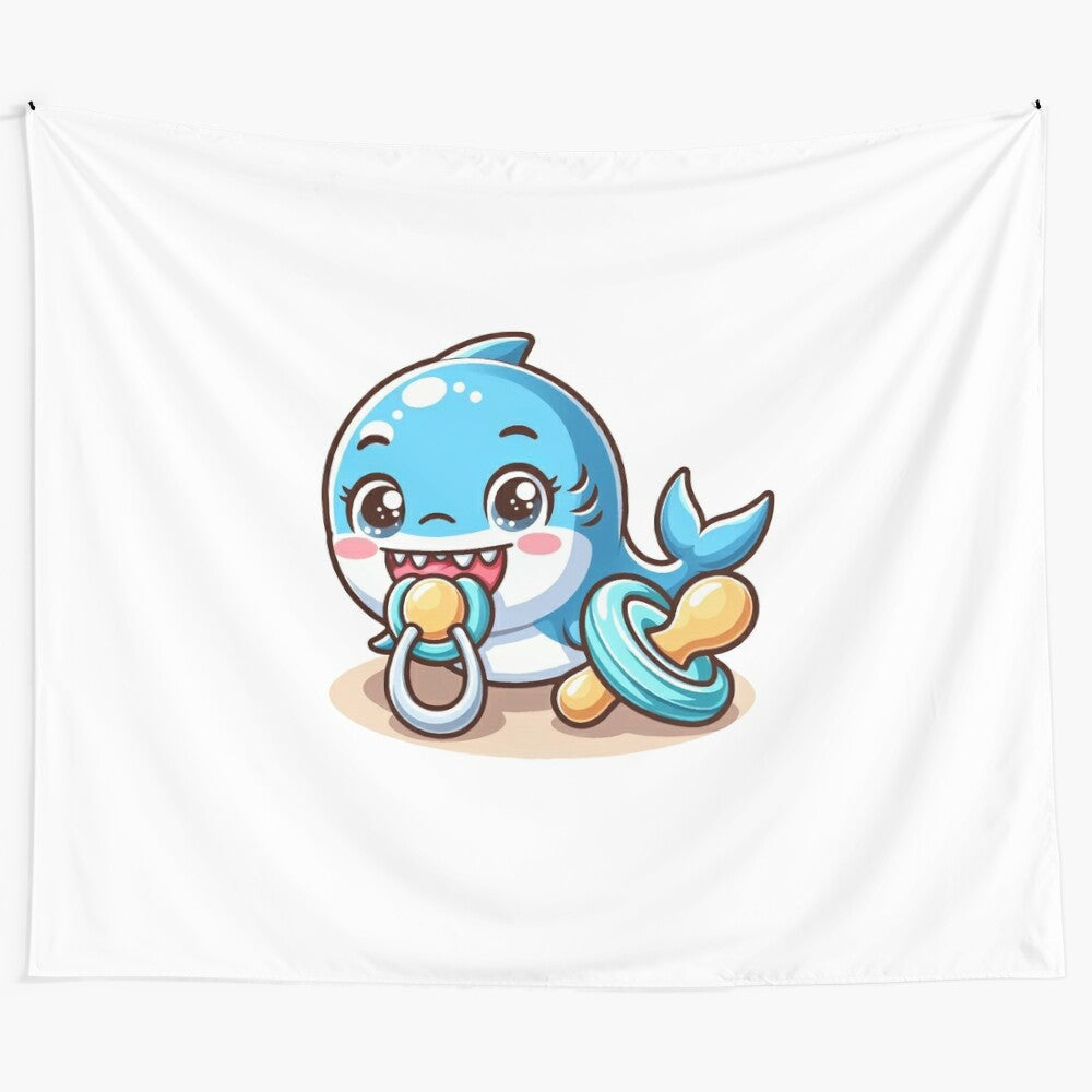 Cute baby shark design tapestry for kids and home