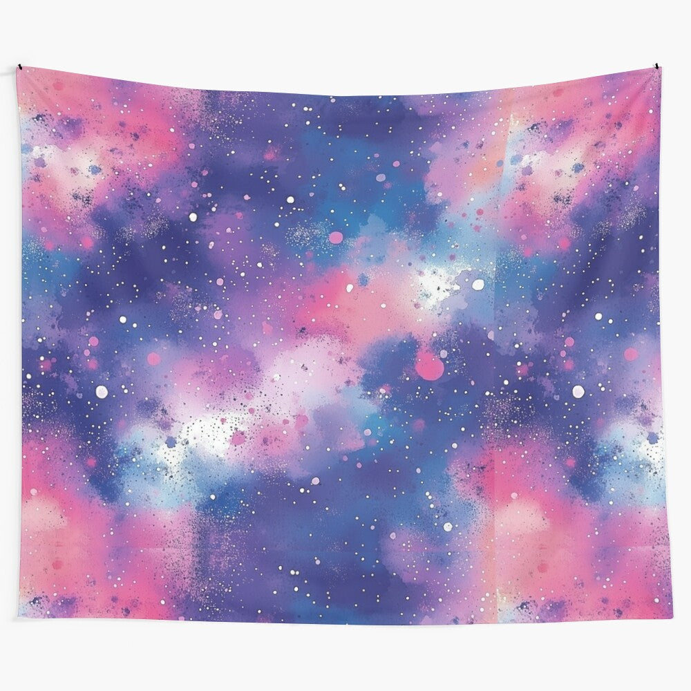 Galaxy-inspired tapestry with vibrant stars and a watercolor galaxy design