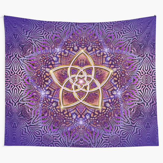 Venusflower tapestry with sacred geometry and spiritual mandala design