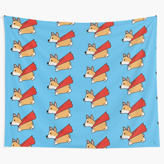 Superhero Corgi Tapestry - Cute Puppy Dog Wearing a Cape