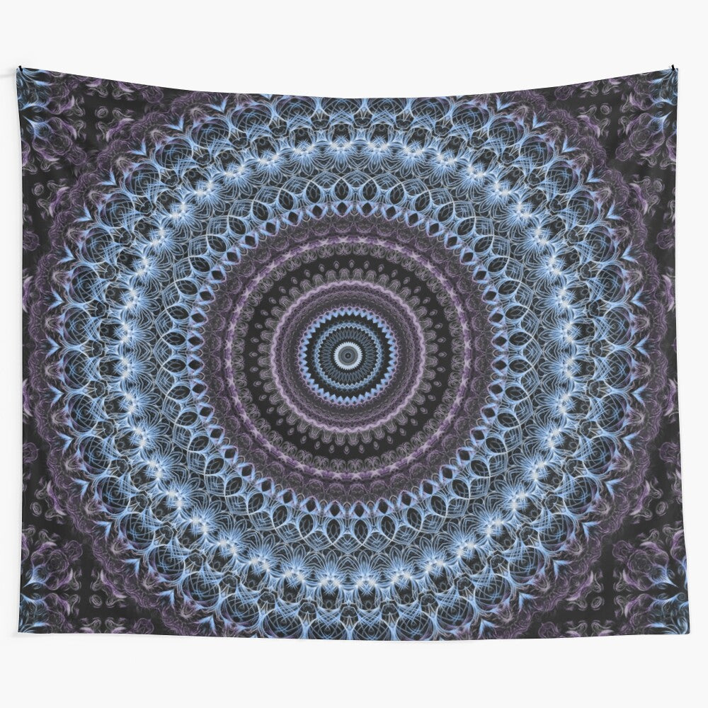 Colorful mandala tapestry with intricate patterns and designs