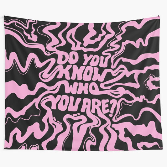 Abstract pink and black tapestry with fluid art design inspired by Harry Styles' 'Fine Line'