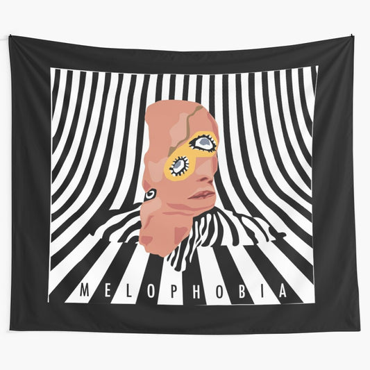 Melophobia inspired tapestry featuring the iconic Cage the Elephant logo and album artwork