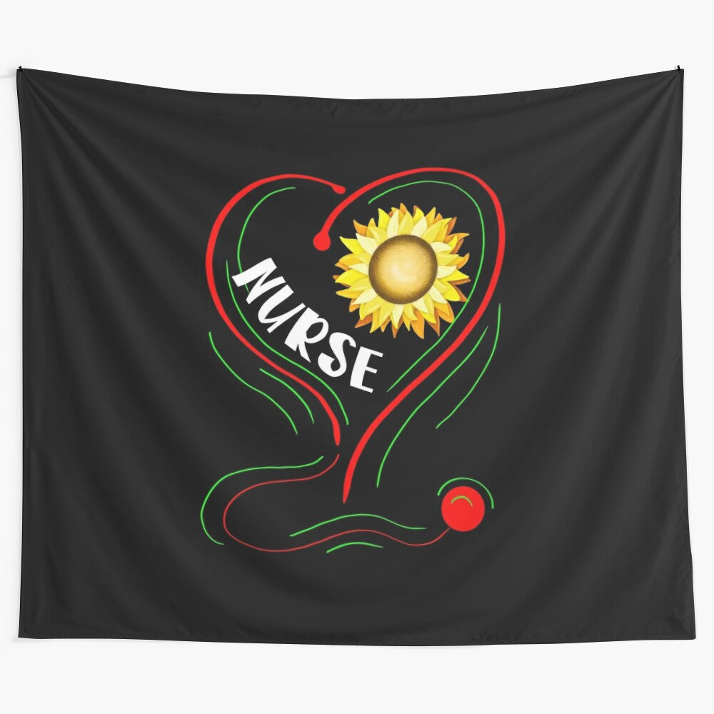 Sunflower nurse tapestry with inspirational floral design