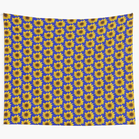 Cheerful yellow sunflower tapestry for a warm, rustic home decor