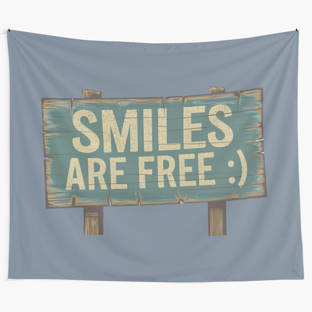 Rustic positive vibes sign with vintage happiness graphic and smiley face design