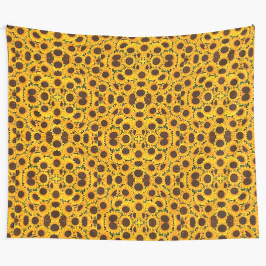 Sunflower tapestry wall hanging with vibrant floral design