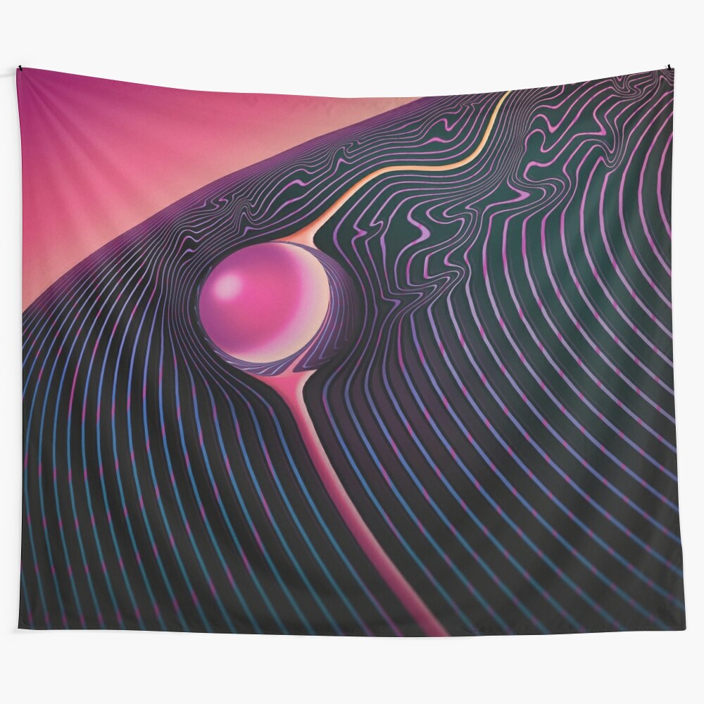 Colorful, abstract tapestry featuring trippy, psychedelic design