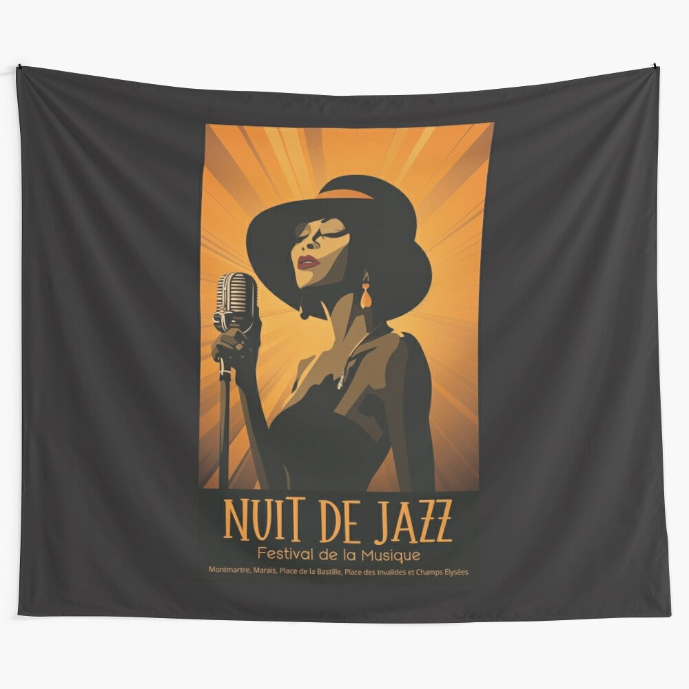 Elegant jazz tapestry featuring a vintage jazz band performance