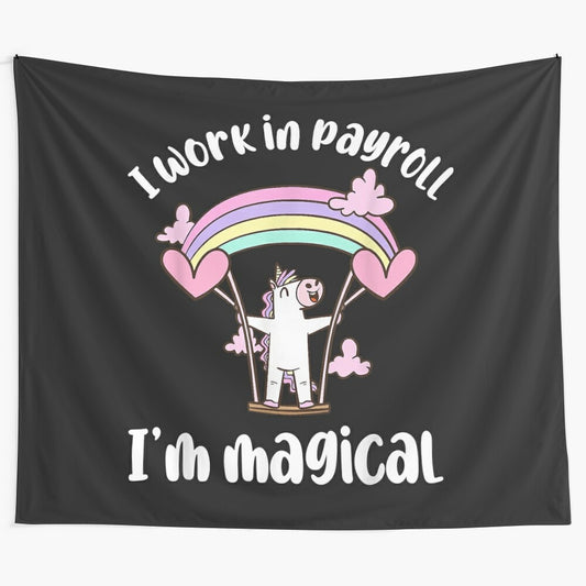 Colorful tapestry featuring magical unicorns in various poses and designs