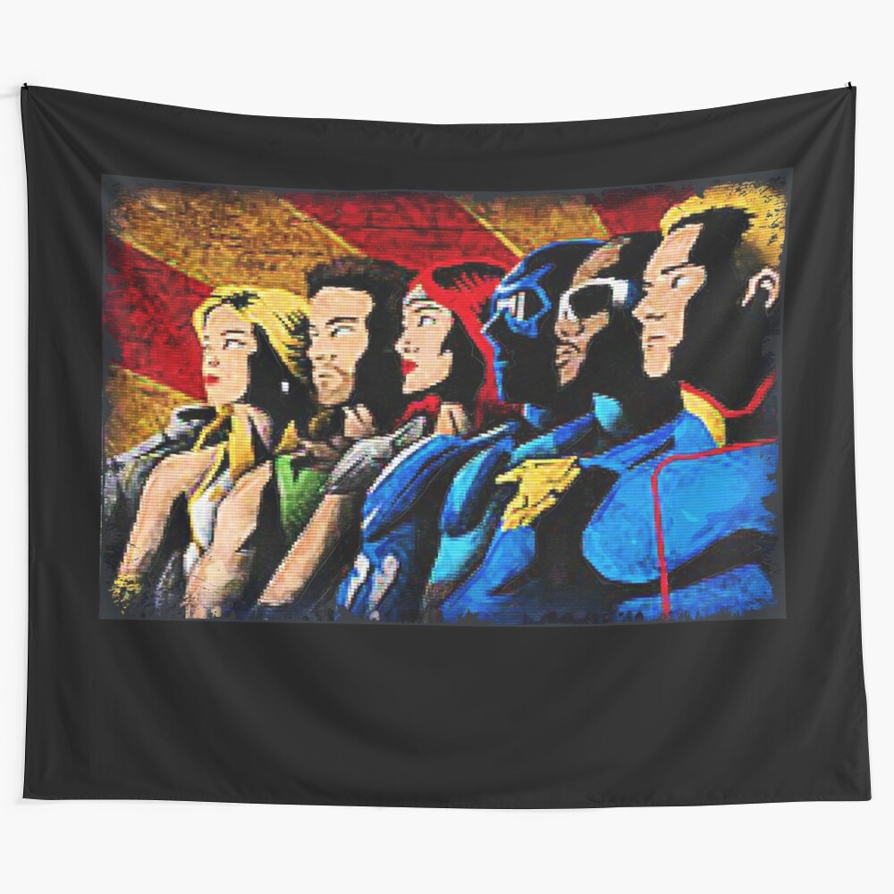 Retro-inspired tapestry featuring characters from the popular TV series The Boys