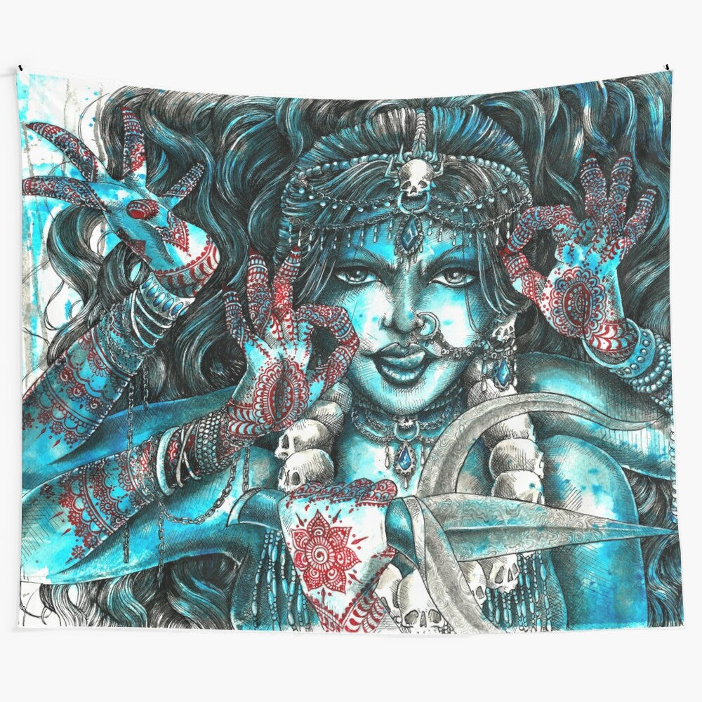 Goddess Kali Tapestry depicting the powerful Hindu deity